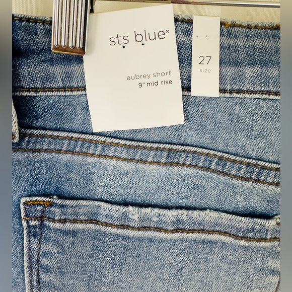 STS BLUE Aubrey 9” Mid Rise Fray Hem Side Slit Boyfriend Short   Size 27     NWT - Picture 11 of 12